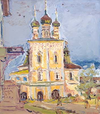 Après la pluie. L'église Bogoyavlenskaya. Monastère de Boris et Gleb.